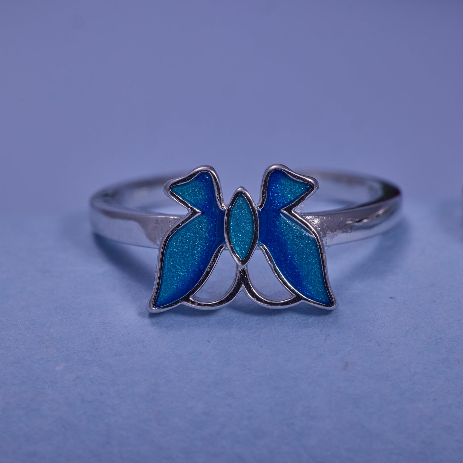 IRAFINE Silver Blue Enamel Butterfly Toe Rings – Wings of Elegance
