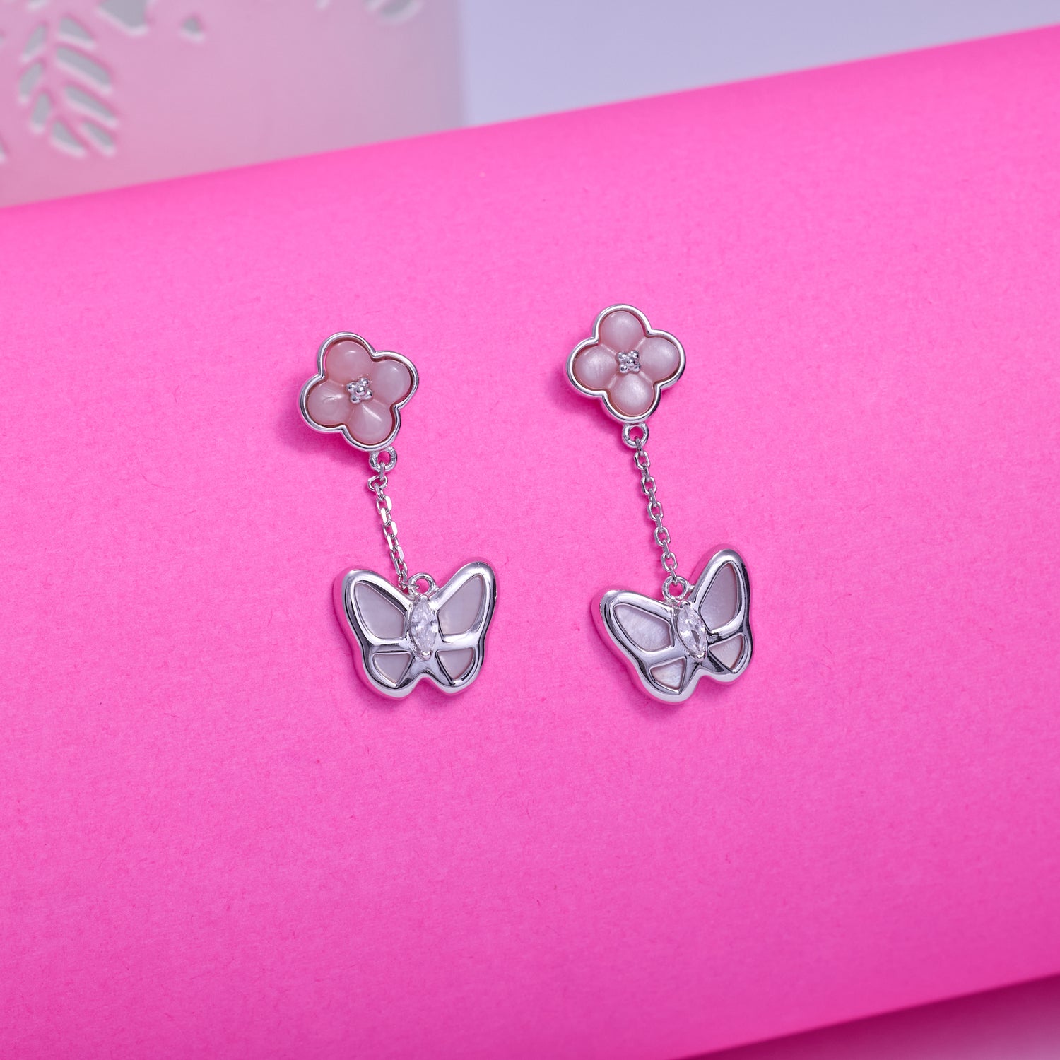 IRAFINE Clover & Butterfly Dangle Earrings – Silver Grace