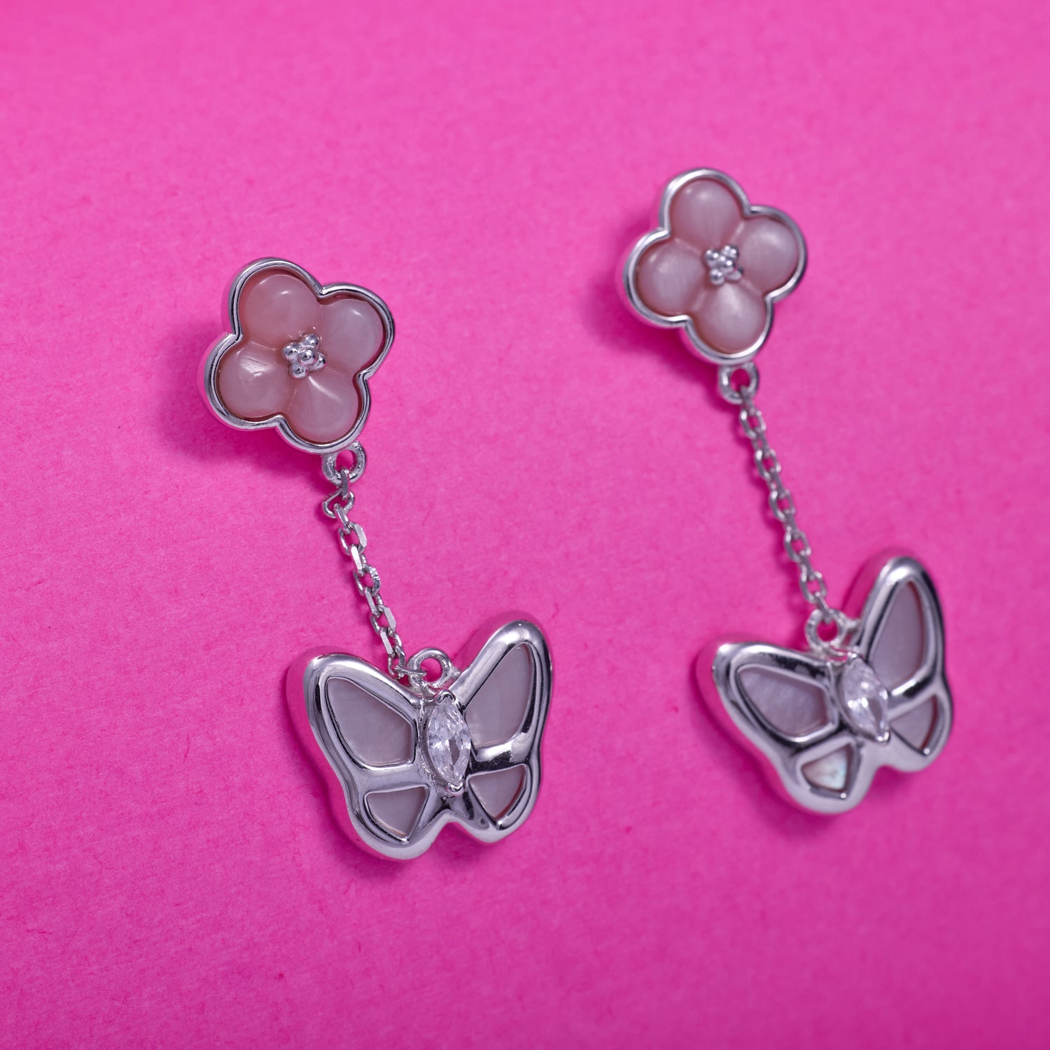 IRAFINE Clover & Butterfly Dangle Earrings – Silver Grace