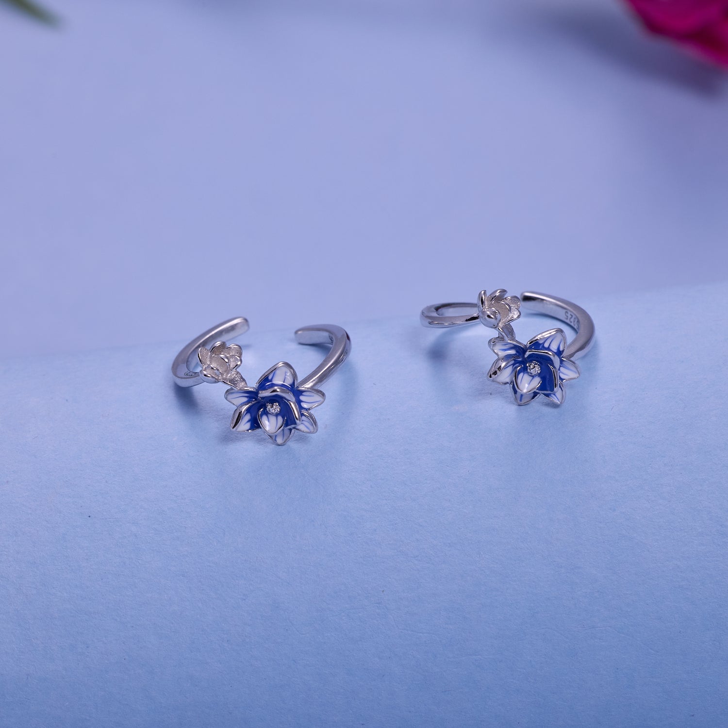 IRAFINE Silver Blue Floral Toe Rings – Fresh Bloom