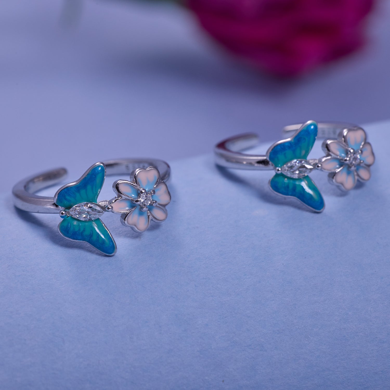 IRAFINE Silver Butterfly & Blossom Toe Rings – Nature’s Harmony