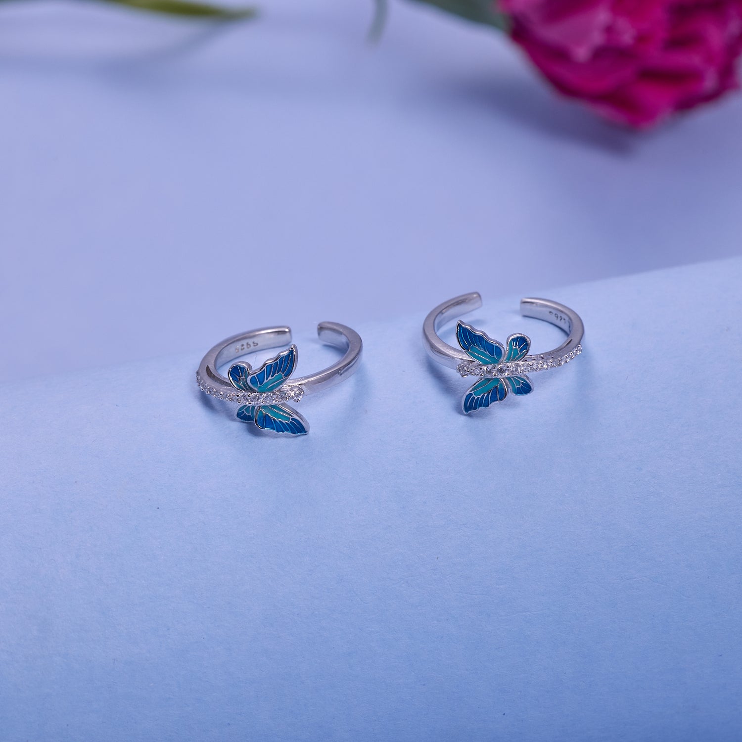 IRAFINE Silver Blue Butterfly Toe Rings – Grace in Motion