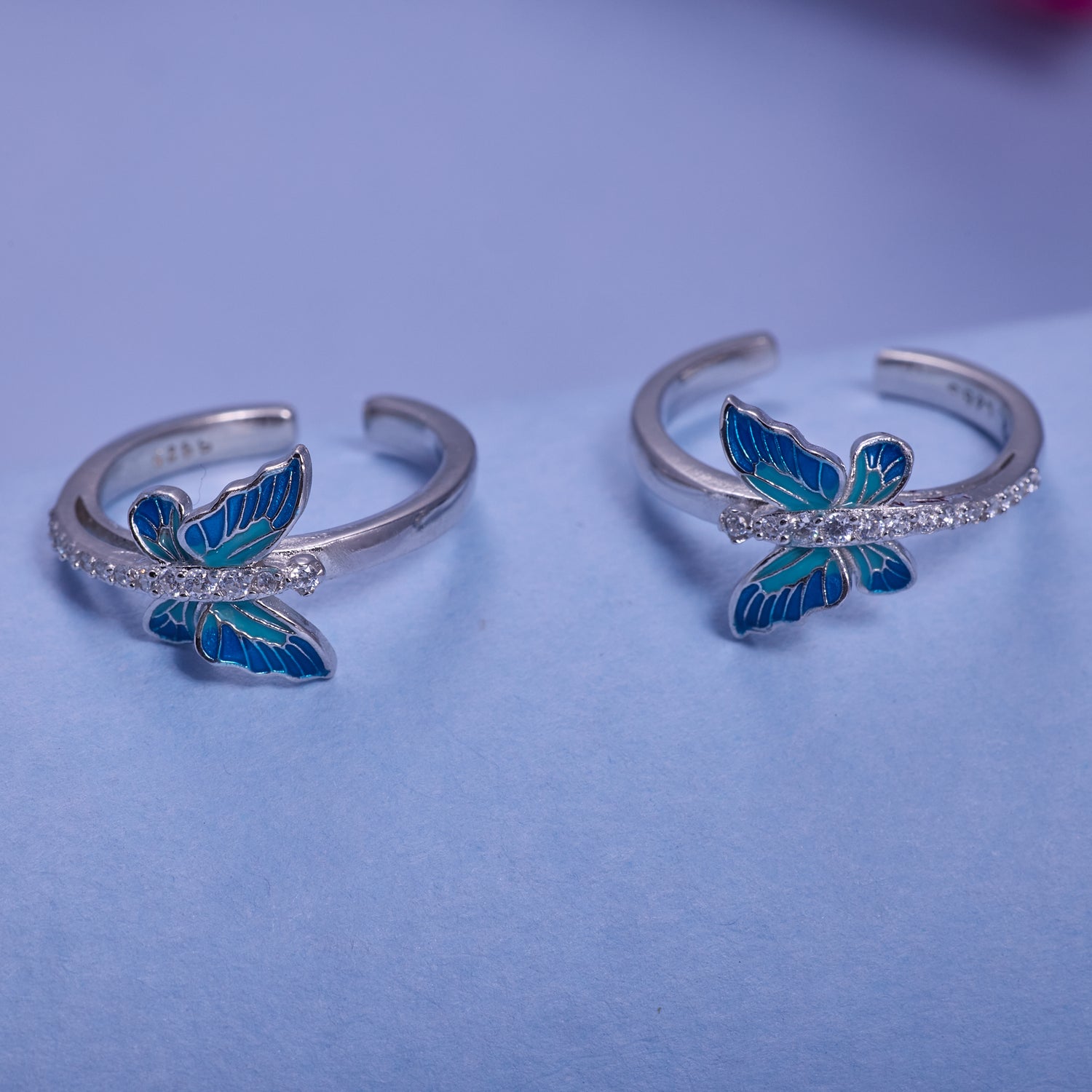 IRAFINE Silver Blue Butterfly Toe Rings – Grace in Motion